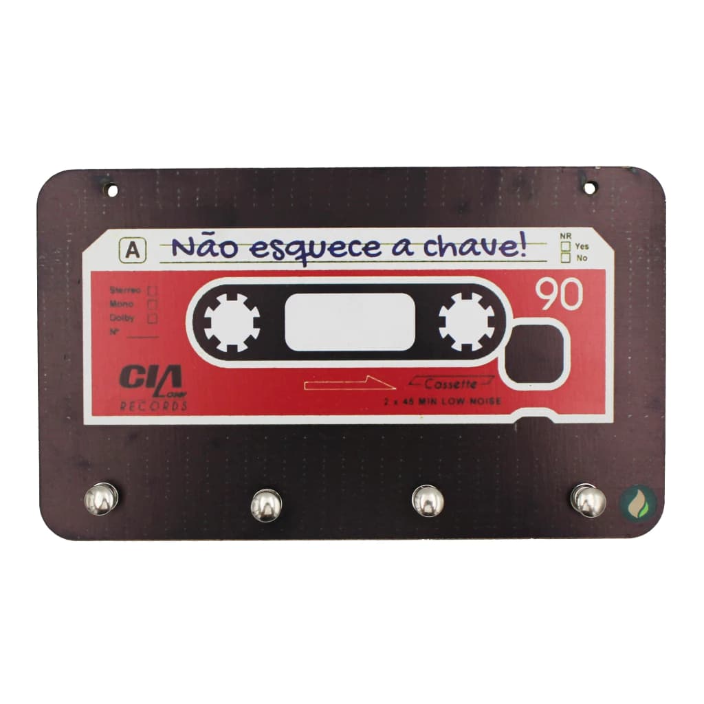 Porta Chaves Decorativo em MDF Retrô – Design Fita Cassete K7 Vintage para Parede