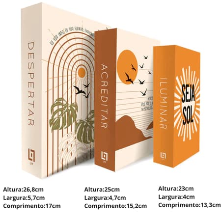 Kit 3 Livro Caixa Falso Decorativo Presente