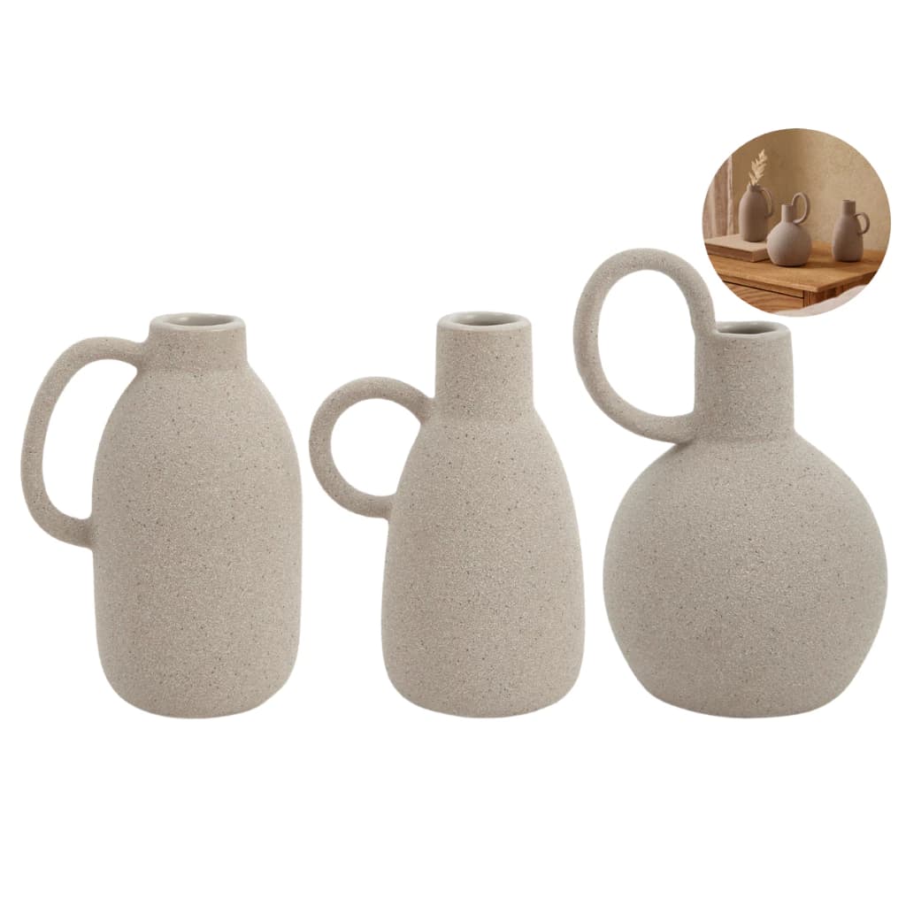 Kit 3 Mini Vasos Decorativos Cerâmica Boho Chic