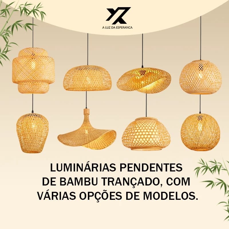 Lanterna De Bambu Estilo Chinês Luminária Pendente De Vime Lustres Tecido À Mão