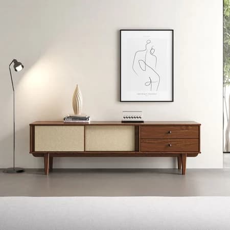 Rack Madeira 175 cm Retrô 2 Gavetas