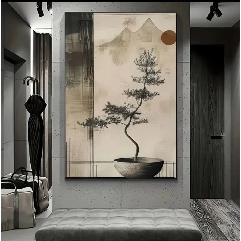 Quadro Decorativo Sala Bonsai Minimalista clean Gigante 90x70