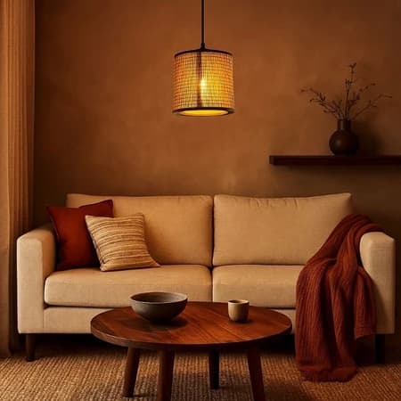 Lustre Pendente Luminária Rustico Bambu