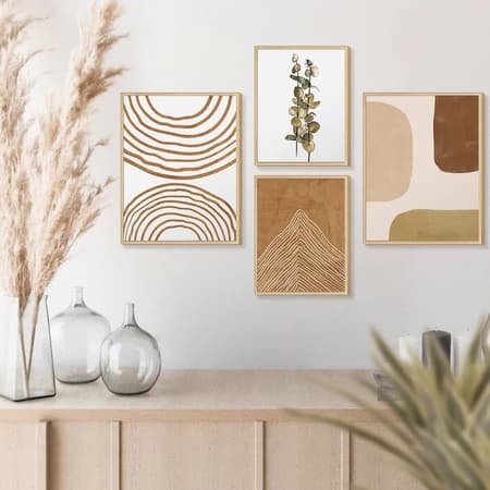 Kit 4 Quadros Formas Geométricas Tons Terrosos