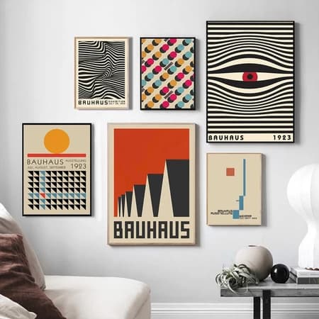 Linhas Abstratas Bauhaus Geometry Pôsteres De Listras Quadros