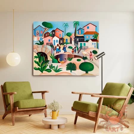 Quadro Tarsila do Amaral , Morro da favela. impressão em tela acetinada