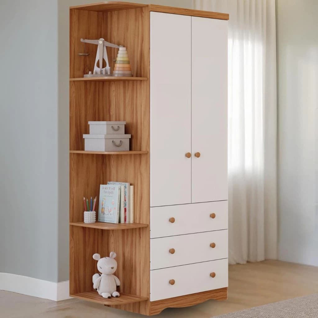 Guarda Roupa Infantil Smim 2 Portas 3 Gavetas com Prateleira 100% MFD Faura