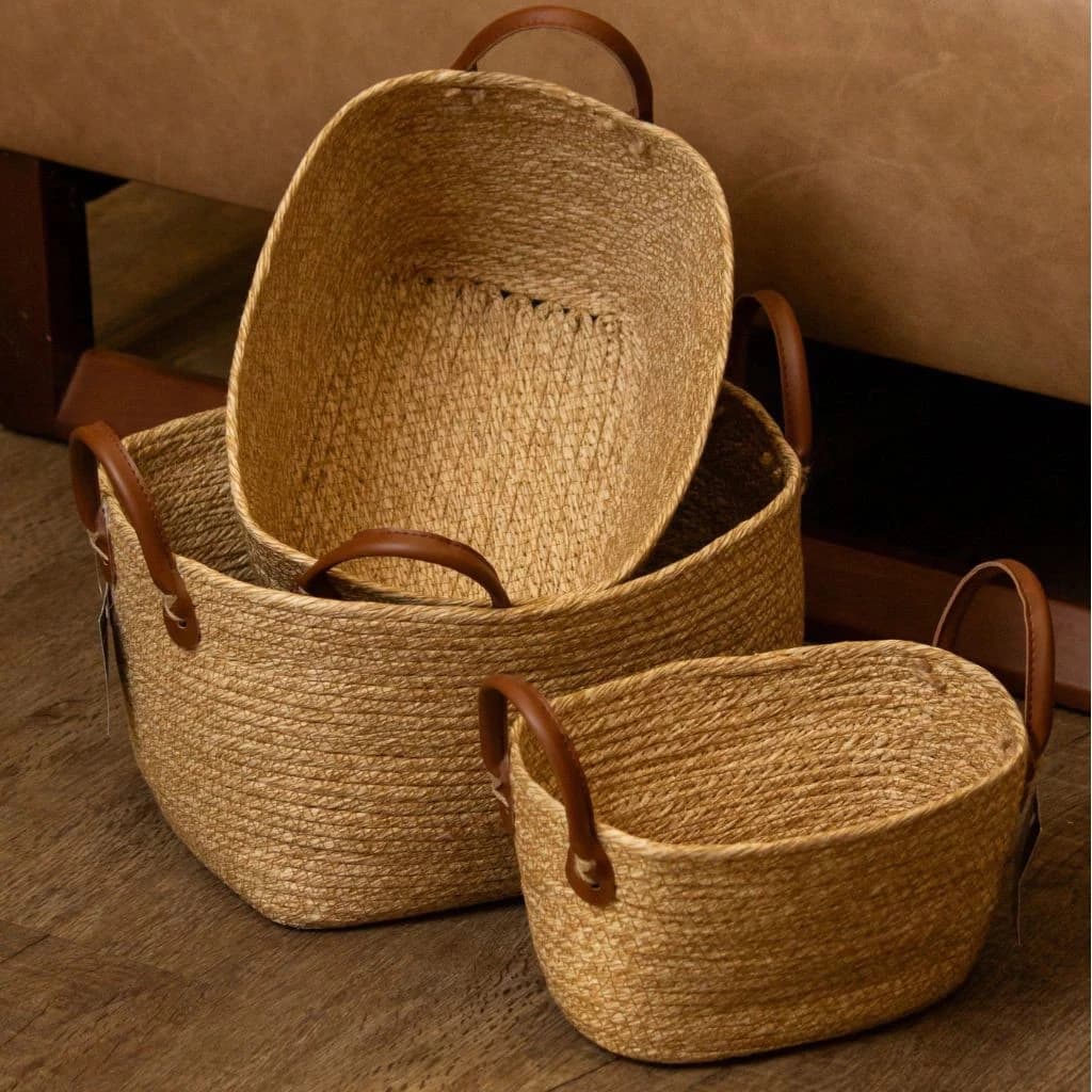 Cesto Organizador Multiuso Fibra Natural Paramount Vaso Cesta Palha