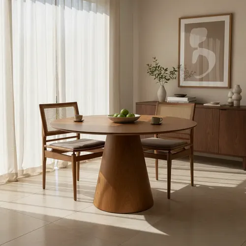 Mesa Cone Redonda 130cm Em Madeira