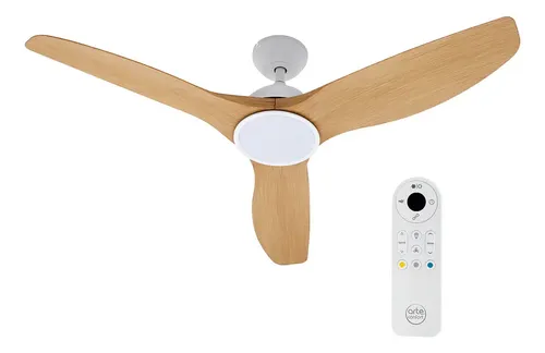Ventilador De Teto Controle Remoto Madeira Arteconfor Estrutura Branco Pás Marrom Diâmetro 132 Frequência 60 Hz Quantidade De Pás 3