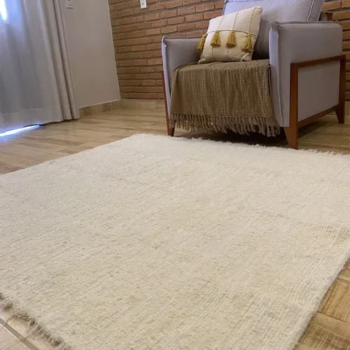 Tapete Sala 150x200 Berlim Liso Bege Macio Algodão Tear Boho 2 M 1.5 M Bege