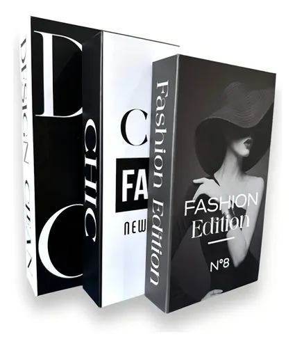 Kit FWB 3 Livros Caixa Organizadora Preta Design Clean com Tampa