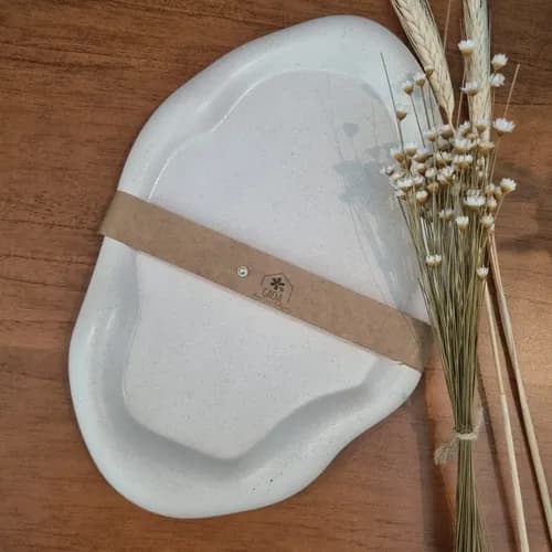 Bandeja Decorativa De Concreto Orgânica Suporte Velas