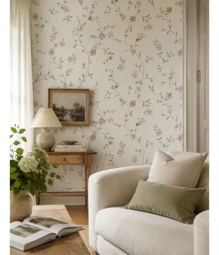 Papel De Parede Lavabo Floral Aquarelado Decorativo