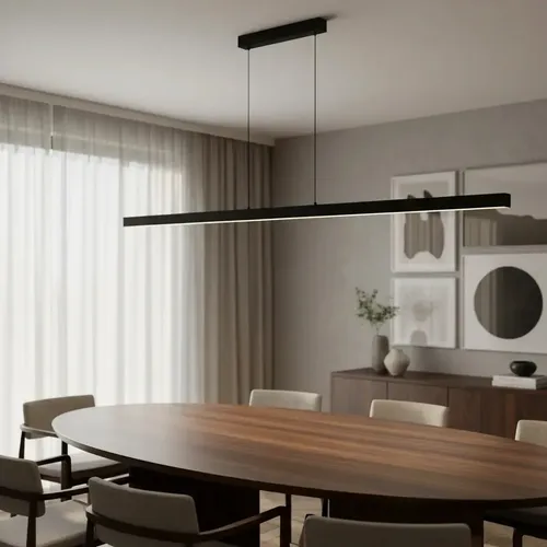 Luminária Pendente Teto Retangular Led Integrado 40w 95cm Estrutura Preto 3000k