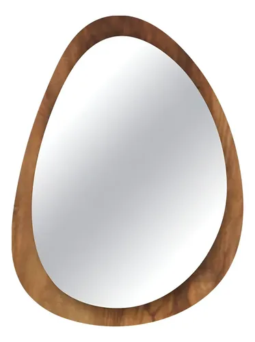 Espelho Grande Oval Moldura Em Madeira 80x60cm Orgânico