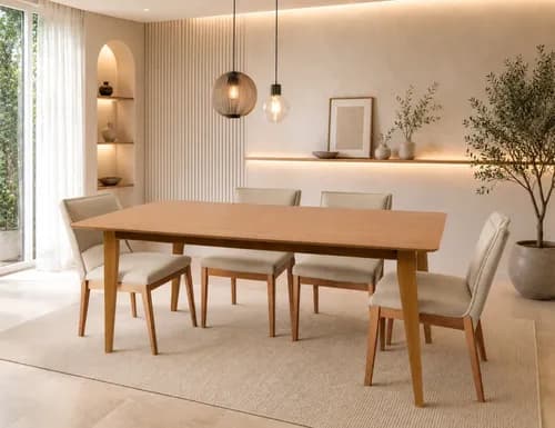 Mesa De Jantar Retangular 6 Lugares Evora 180 X 90 Amadeirado Madeira Maciça