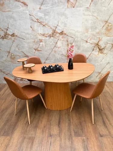 Mesa De Jantar Cone Organica Thamy 180x100cm Madeira Freijo Freijó