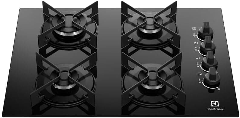 Electrolux Cooktop 4 Bocas a Gás Mesa de Vidro Efficient Grade de Aço Fosco (KE4GR) Bivolt