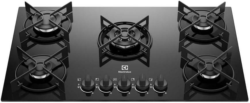 Electrolux Cooktop 5 Bocas Gás Mesa de Vidro Efficient Tripla Chama e Grade Aço Fosco (KE5GT) Bivolt